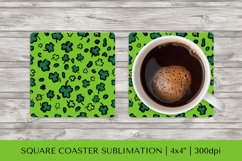 St. Patrick’s Day Leopard Square Coaster Sublimation PNG 001 Product Image 1