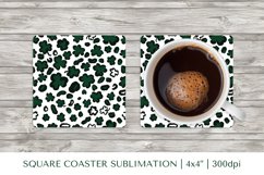 St. Patrick’s Day Leopard Square Coaster Sublimation PNG 003 Product Image 1
