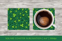 St Patrick’s Day Leopard Square Coaster Sublimation PNG 007 Product Image 1