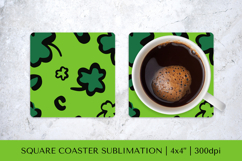 St Patrick’s Day Leopard Square Coaster Sublimation PNG 014 Product Image 1