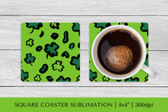 St Patrick’s Day Leopard Square Coaster Sublimation PNG 024 Product Image 1
