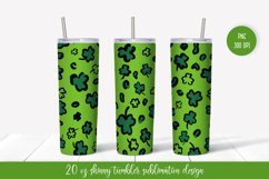 St. Patricks Day Tumbler Sublimation. Green Shamrock Leopard Product Image 1