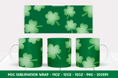 St Patricks Day Mug Sublimation Design. Green Mug Wrap 001 Product Image 1