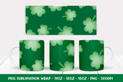 St Patricks Day Mug Sublimation Design. Green Mug Wrap 002 Product Image 1