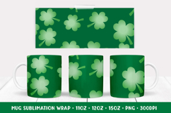 St Patricks Day Mug Sublimation Design. Green Mug Wrap 005 Product Image 1