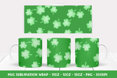 Green Leaves Mug Sublimation Design. Spring Mug Wrap 007 Product Image 1