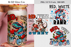 4th of July|Patriotic Quotes|16 Oz Glass Can|Funny Dinosaur Product Image 1