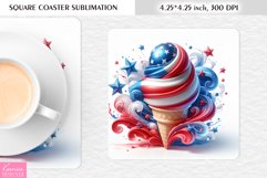 Watercolor 4th of July| Summer Square Coaster Sublimation Product Image 1