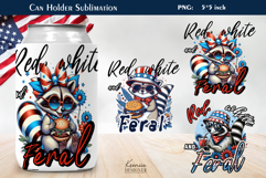 4th of July |Patriotic Quotes Can Cooler| Raccoon Can Holder Product Image 1