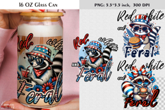 4th of July|Patriotic Quotes|16 Oz Glass Can|Funny Raccoon Product Image 1