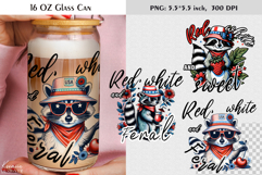 4th of July|Patriotic Quotes|16 Oz Glass Can|Funny Raccoon Product Image 1