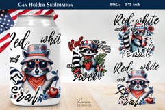 4th of July |Patriotic Quotes Can Cooler| Raccoon Can Holder Product Image 1