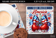 Funny Cherry| 4th of July |Patriotic Quotes Square Coaster Product Image 1