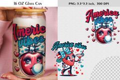 4th of July|Patriotic Quote|16 Oz Glass Can|Funny Strawberry Product Image 1