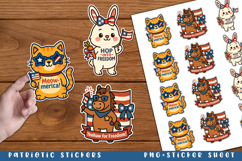 12 Patriotic Animal Stickers Bundle, 4th of july Animal Product Image 4