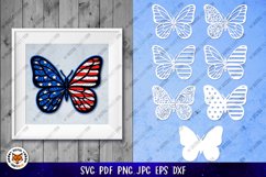 Patriotic Butterfly Paper Cut SVG, 3D USA Flag Butterfly Product Image 12