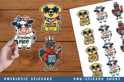 12 Patriotic Animal Stickers Bundle, 4th of july Animal Product Image 3