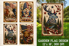 Patriotic Animal 4 Garden Flag PNG Sublimation Product Image 2
