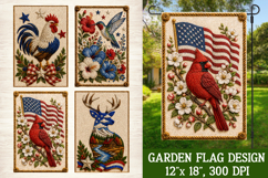 Patriotic Animal 4 Garden Flag Designs PNG Sublimation Product Image 3
