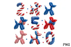 Patriotic 4th of July Balloon Dog PNG Product Image 1