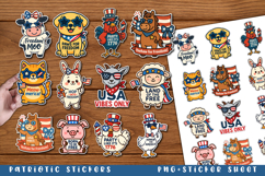 12 Patriotic Animal Stickers Bundle, 4th of july Animal Product Image 1