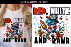 4th of July T Shirt Sublimation|Hot Dog|Dinosaur T Rex Quote Product Image 1