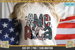 America with Statue of Liberty is a professional design that is available at 300dpi PNG to use for Sublimation, iron-on transfer, DTG Printing and normal printing.