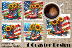 4 of July Patriotic girl, American Flag square coasters Product Image 1
