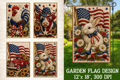 Patriotic Animal 4 Garden Flag Designs PNG Sublimation Product Image 2