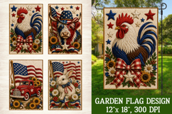 Patriotic Animal 4 Garden Flag Designs PNG Sublimation Product Image 3