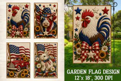 Patriotic Animal 4 Garden Flag Designs PNG Sublimation Product Image 3