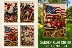 Patriotic Animal 4 Garden Flag Designs PNG Sublimation Product Image 4