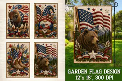 Patriotic Animal 4 Garden Flag Designs PNG Sublimation Product Image 3