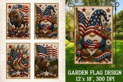 Patriotic Animal 4 Garden Flag Designs PNG Sublimation Product Image 4