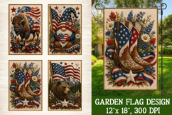 Patriotic Animal 4 Garden Flag Designs PNG Sublimation Product Image 2