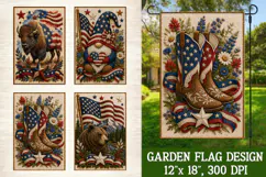 Patriotic Animal 4 Garden Flag Designs PNG Sublimation Product Image 2