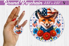 Round keychain | Patriotic keychain | Patriotic animal Product Image 1