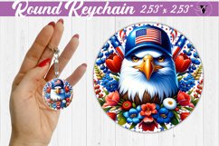 Round keychain | Patriotic keychain | Patriotic animal Product Image 1