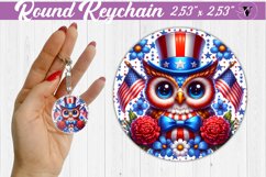 Round keychain | Patriotic keychain | Patriotic animal Product Image 1