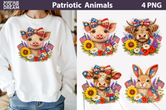 Patriotic Farm Animals Design | USA Floral Sublimation Product Image 1