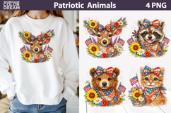 Patriotic Animals Design | USA Floral Sublimation Product Image 1