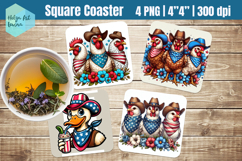Patriotic Animals Square Coaster Sublimation Product Image 1