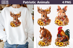 Patriotic Deer Bunny Horse Rooster | Farm Animal PNG Product Image 1