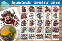 Patriotic Animals Square Coaster Sublimation BUNDLE Product Image 1