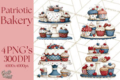 Patriotic Cake Stands Clipart, Dessert Tables Bakery Display Product Image 1