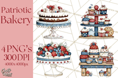 Patriotic Cake Stands Clipart, Dessert Tables Bakery Display Product Image 1