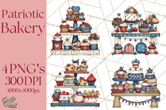 Patriotic Cake Stands Clipart, Dessert Tables Bakery Display Product Image 1