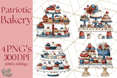 Patriotic Cake Stands Clipart, Dessert Tables Bakery Display Product Image 1