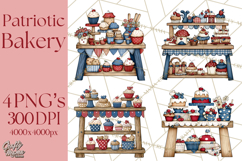 Patriotic Cake Stands Clipart, Dessert Tables Bakery Display Product Image 1