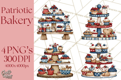 Patriotic Cake Stands Clipart, Dessert Tables Bakery Display Product Image 1